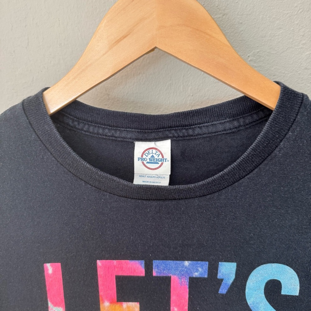 DELTA Unisex “Let’s Get Weird” Graphic Tee Black with Colorful Tie Dye Lettering - Picture 10 of 14